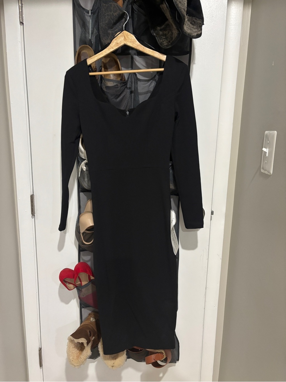 Dress the Population Black Long Sleeve Midi Bodycon Dress